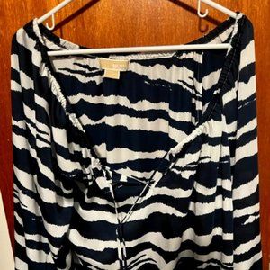 Xlarge Michael Kors women's top blue and white draw string at neckline
